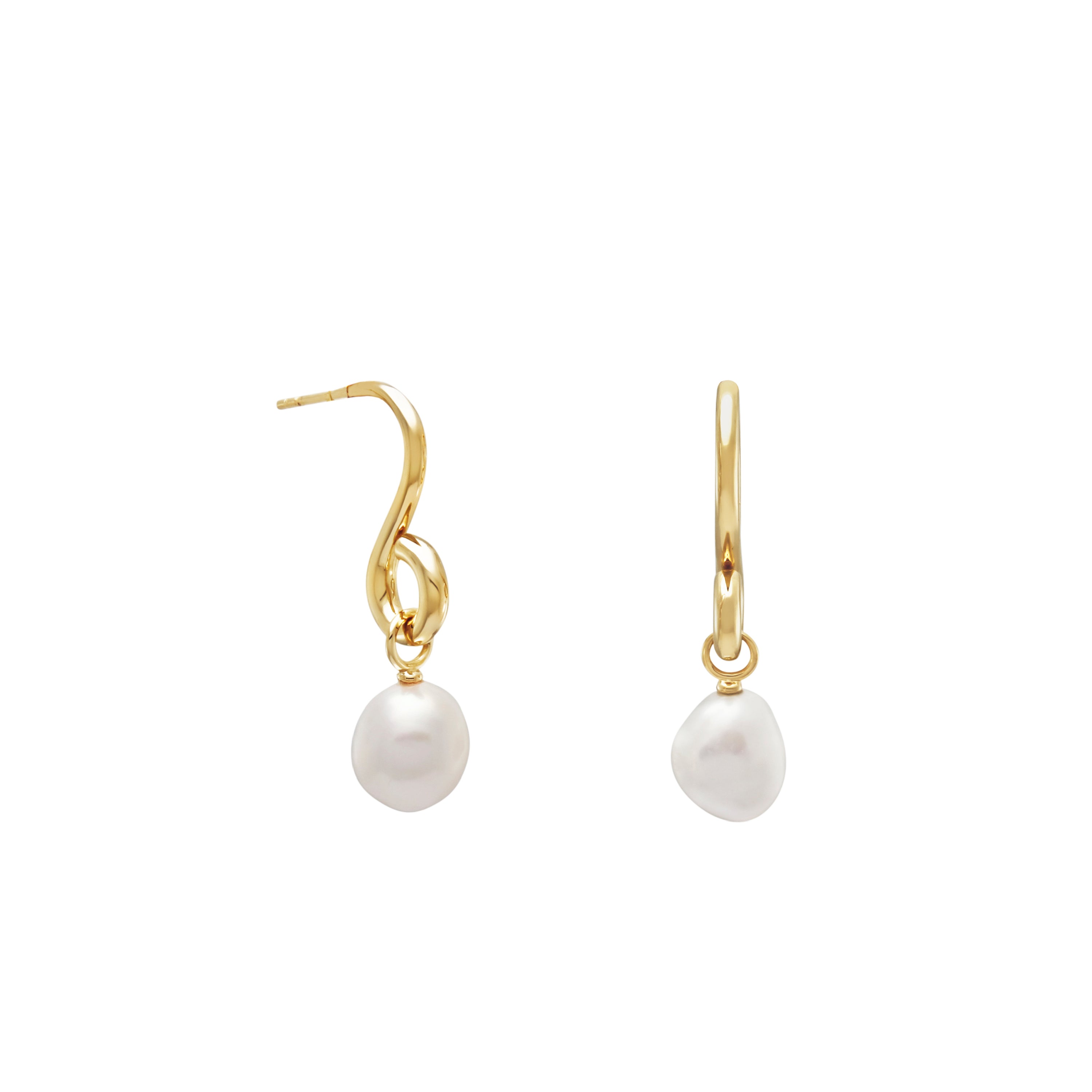 Oura Pearl Stud Earring. Gold Vermeil