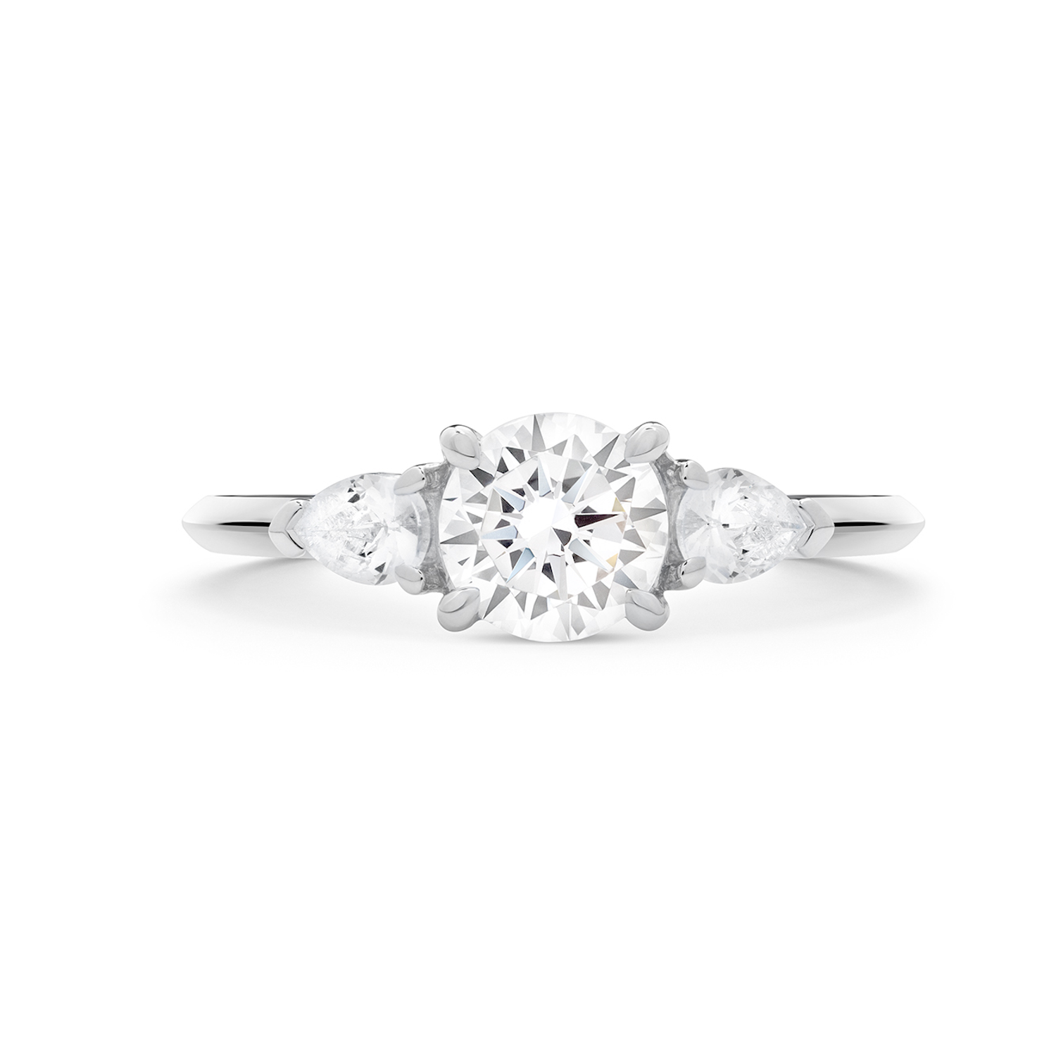 Reine Diamond Trilogy Ring, 18k White Gold or Platinum – Monarc