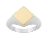 Rhembo Signet Ring. 9ct Yellow Gold & Sterling Silver