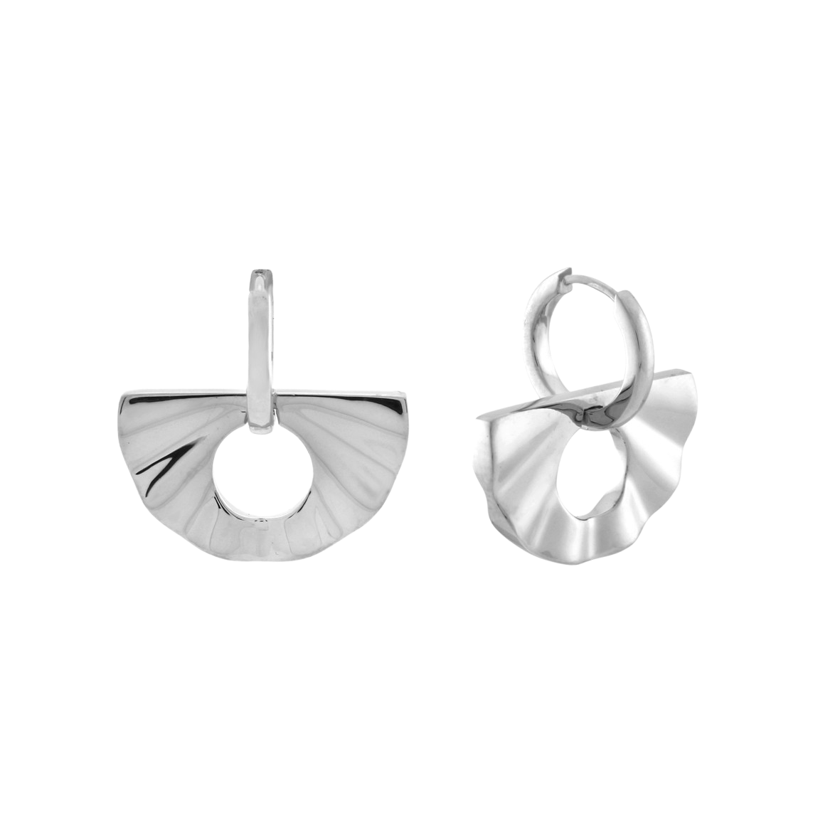 2-in-1 Fan Huggie Hoops. Sterling Silver. - Monarc Jewellery