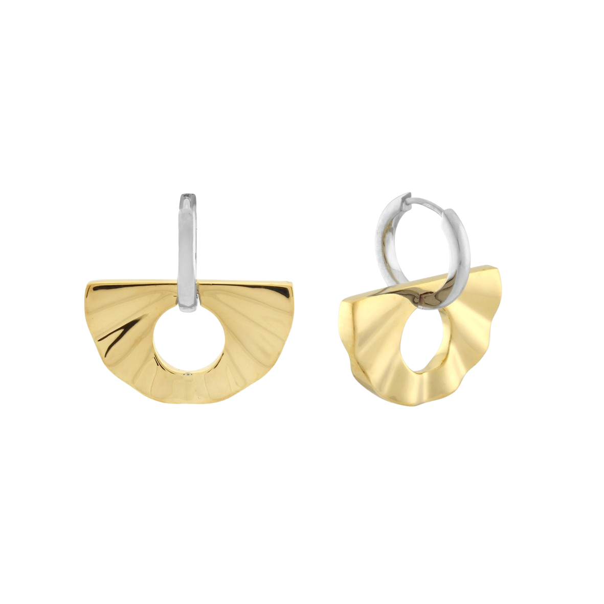 2-in-1 Fan Huggie Hoops. Two-Tone. - Monarc Jewellery