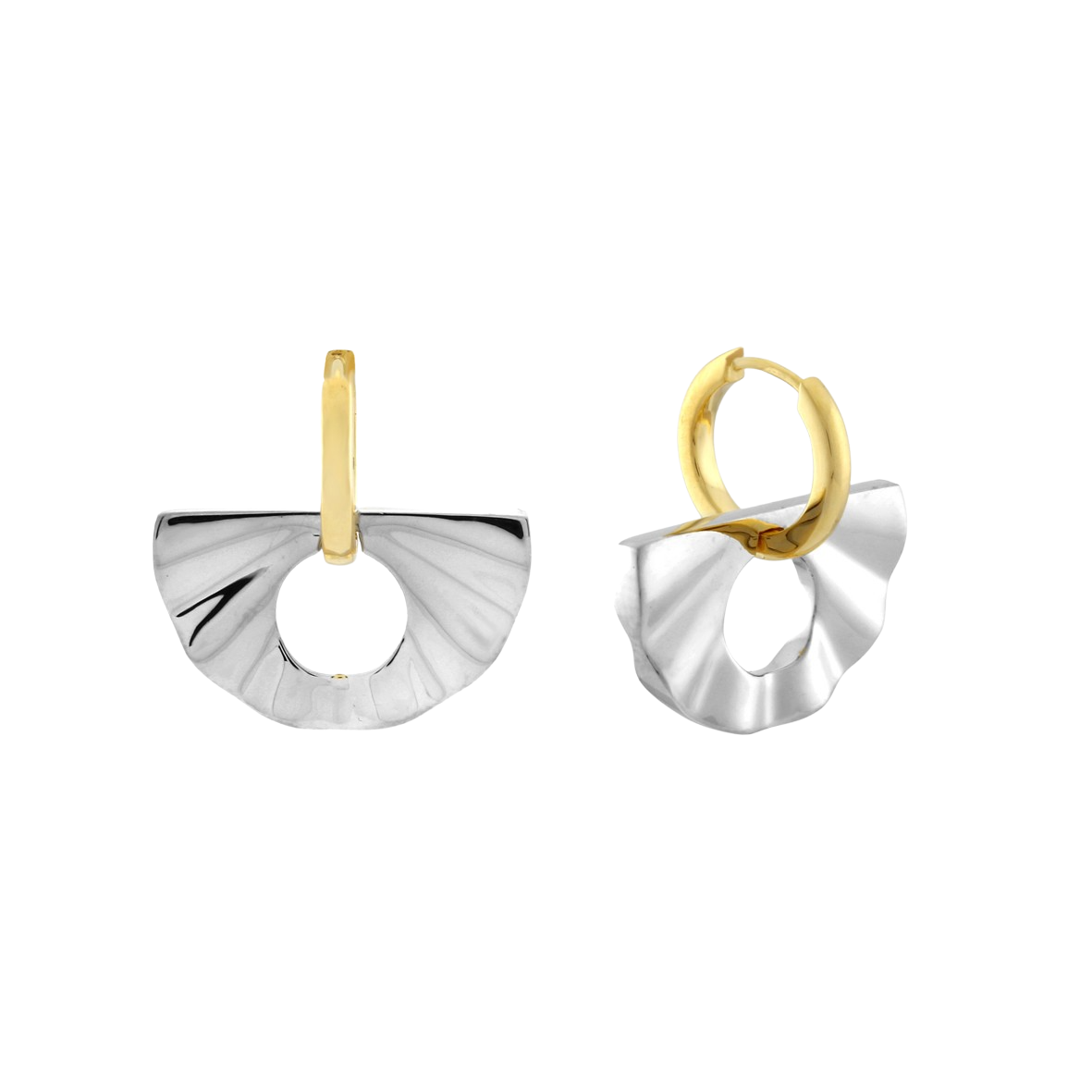 2-in-1 Fan Huggie Hoops. Two-Tone. - Monarc Jewellery