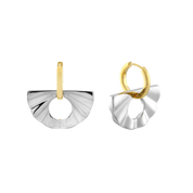 2-in-1 Fan Huggie Hoops. Two-Tone. - Monarc Jewellery
