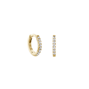 Anna Mini Huggie Hoop, 9k Yellow Gold & White Topaz - Monarc Jewellery