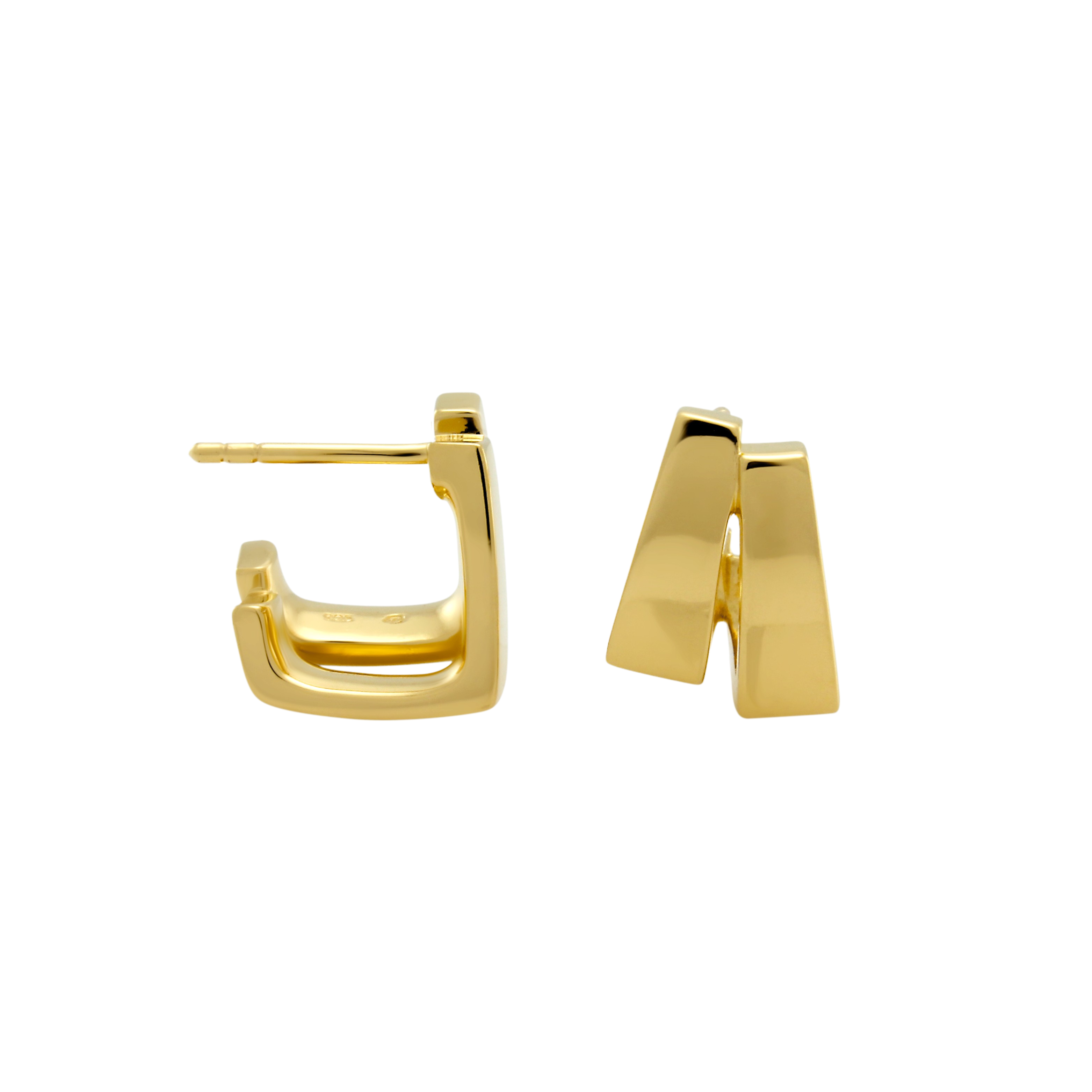 Scala Double Hoop Earrings, Gold Vermeil - Monarc Jewellery