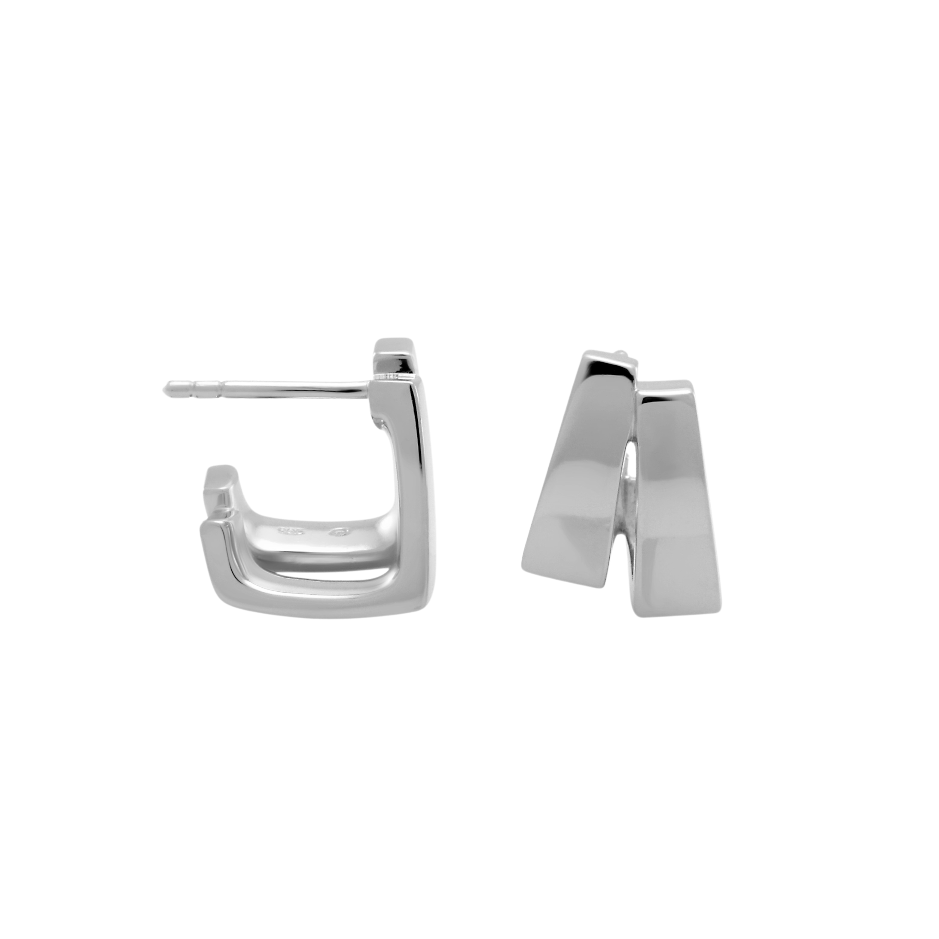 Scala Double Hoop Earrings, Sterling Silver - Monarc Jewellery