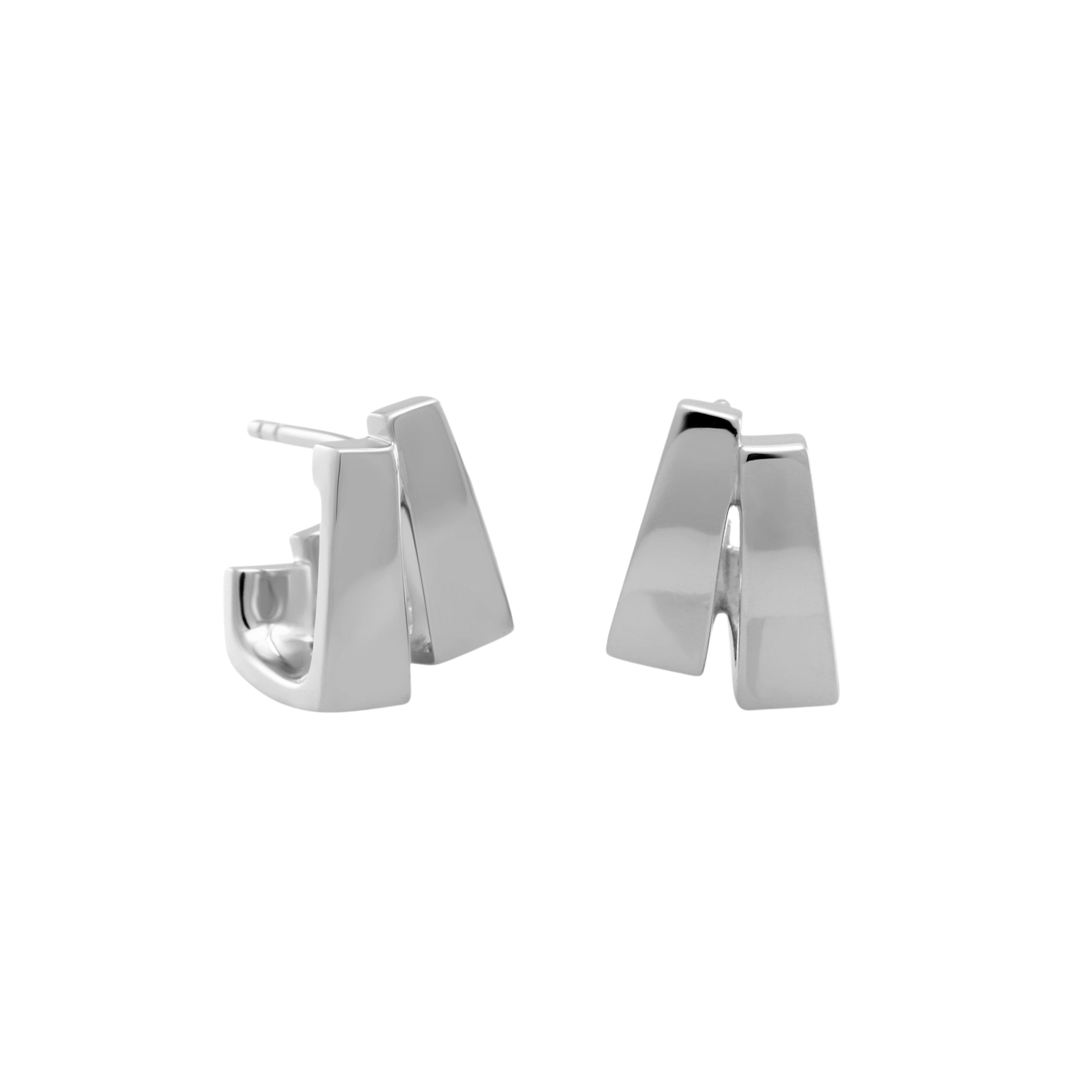 Scala Double Hoop Earrings, Sterling Silver - Monarc Jewellery