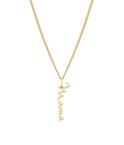 Mama | Māmā Cursive Pendant and Necklace. Gold Vermeil
