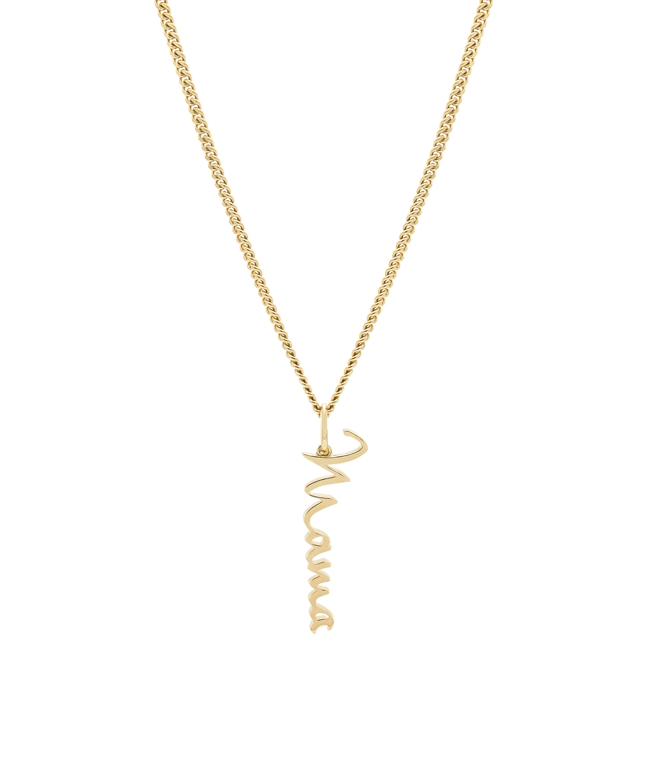 Mama | Māmā Cursive Pendant and Necklace. Gold Vermeil