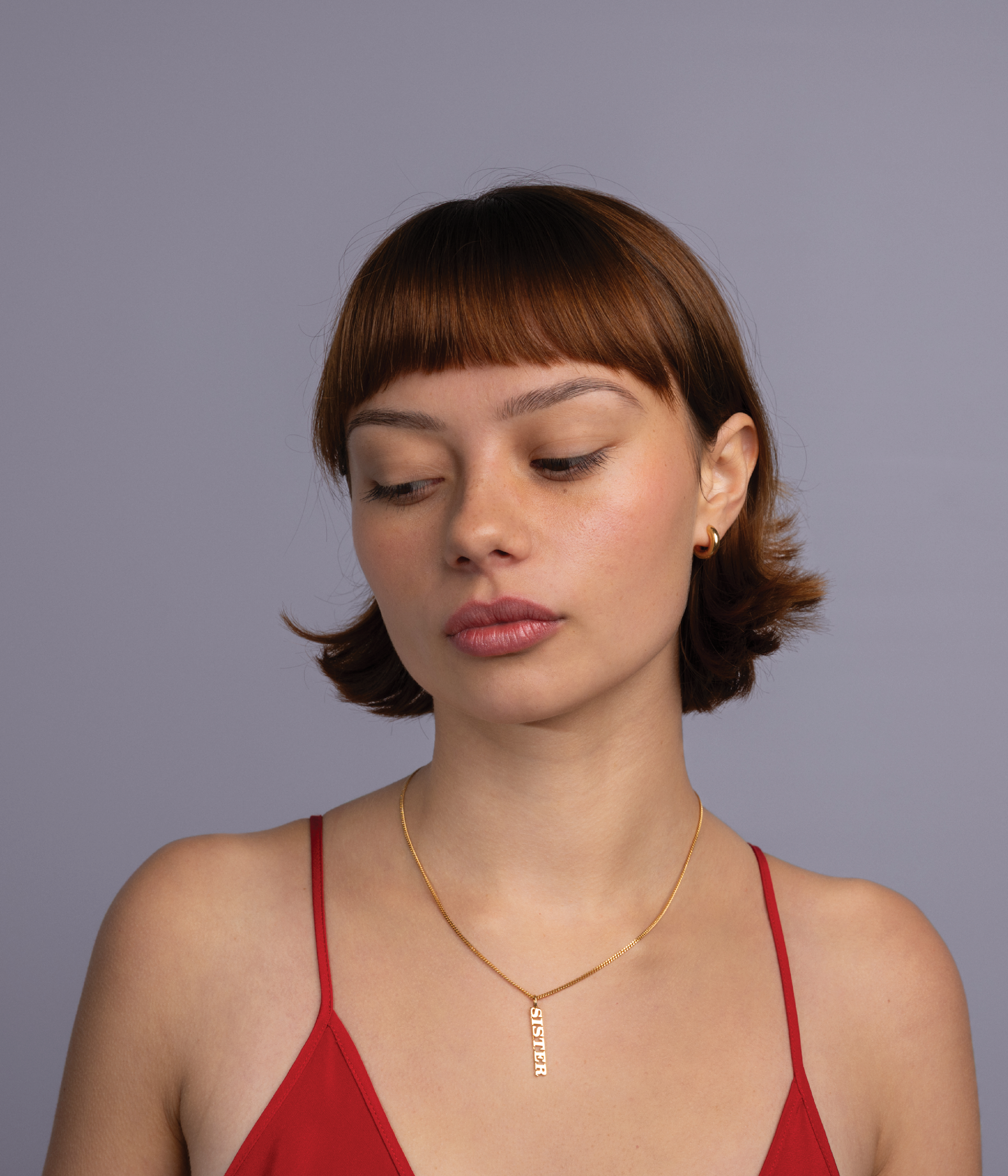 Sister Pendant and Necklace. Gold Vermeil