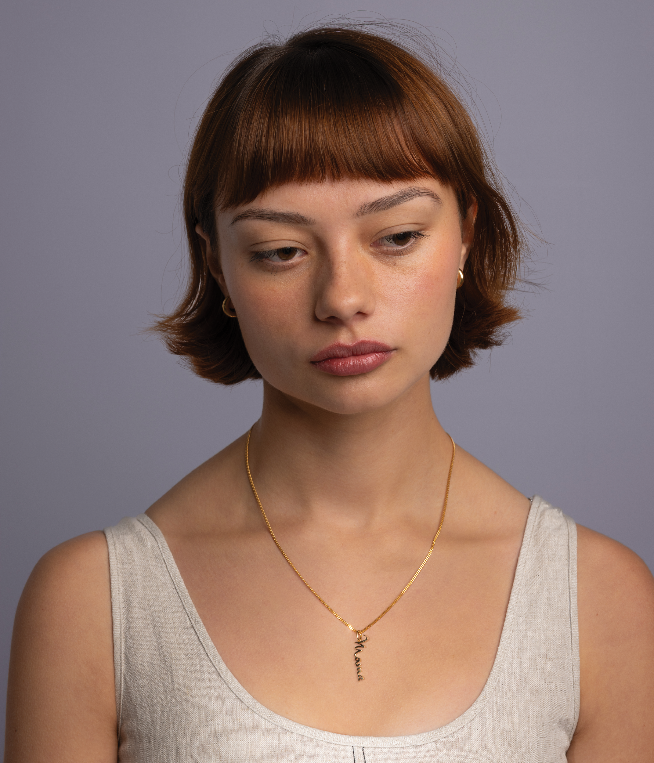 Mama | Māmā Cursive Pendant and Necklace. Gold Vermeil