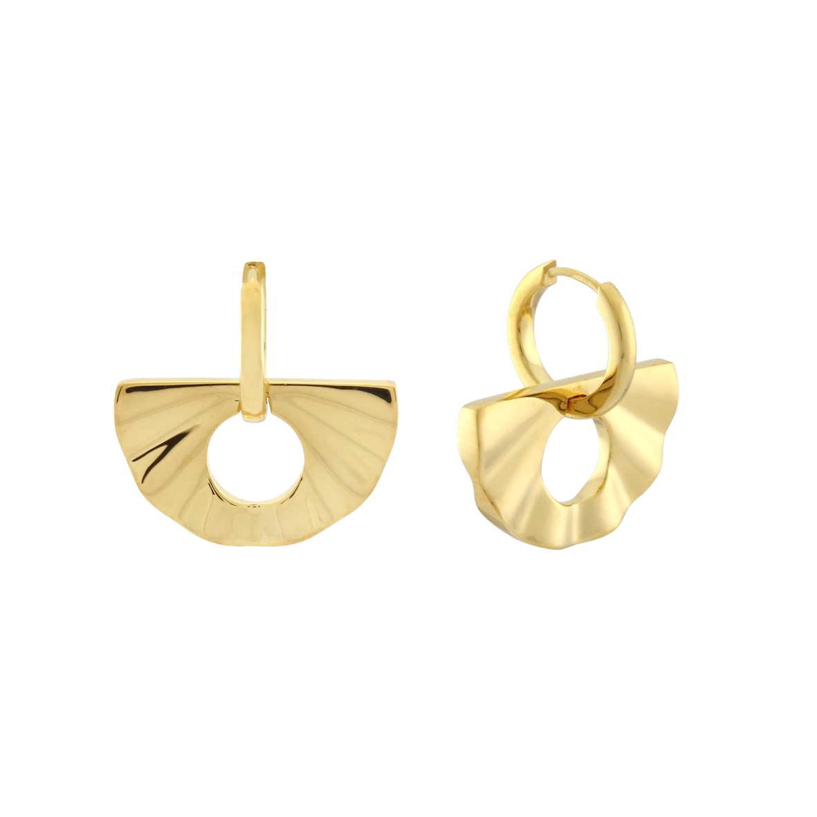 2-in-1 Fan Huggie Hoops. Gold Vermeil.