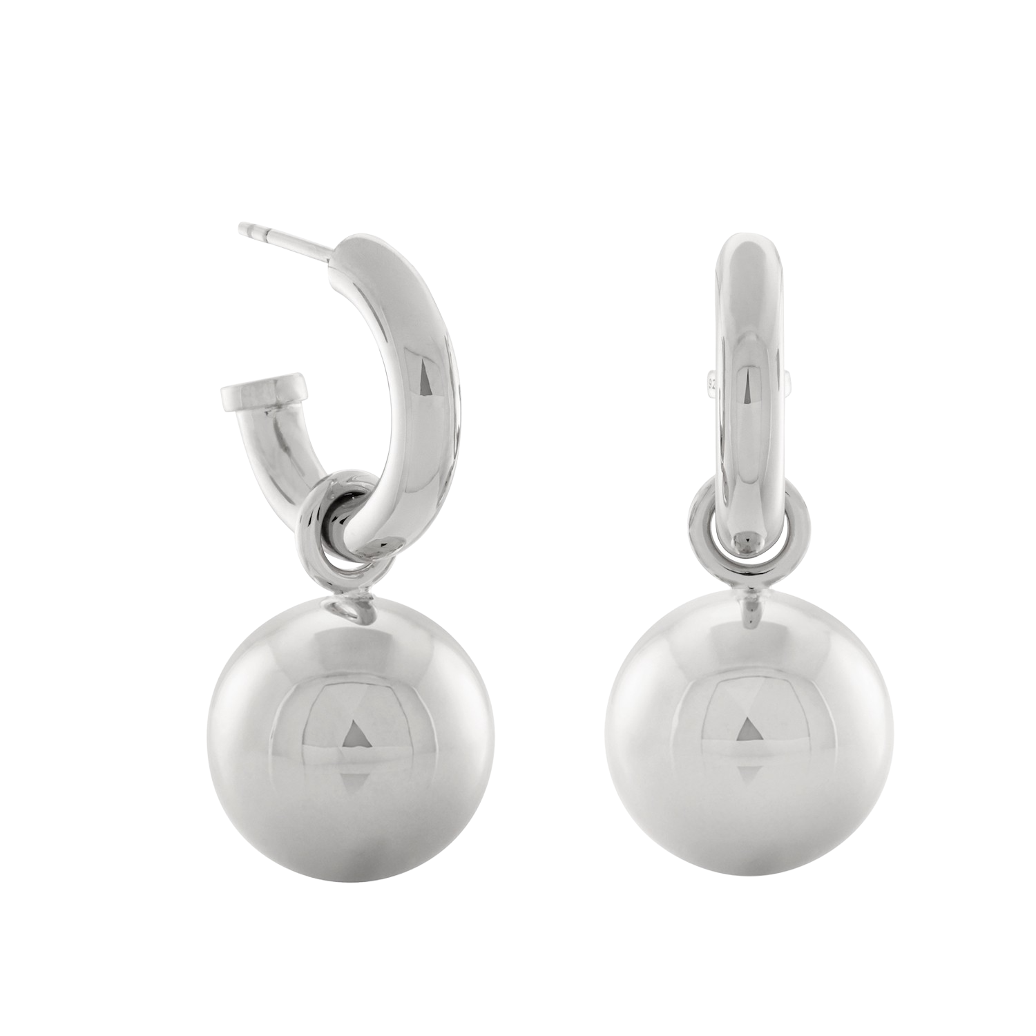 Freddie Ball Hoop Earrings, Silver - Monarc Jewellery
