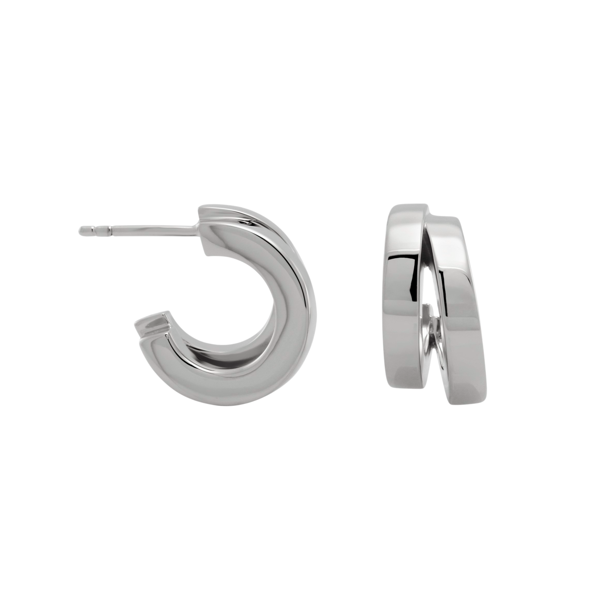 Hunch Double Hoop Earrings, Sterling Silver - Monarc Jewellery