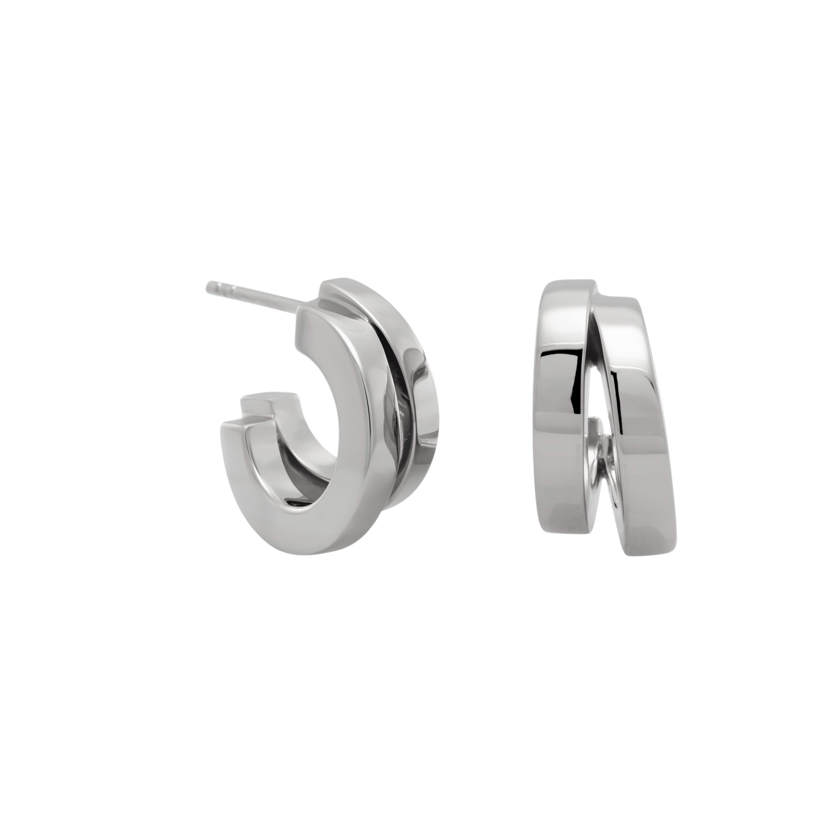 Hunch Double Hoop Earrings, Sterling Silver - Monarc Jewellery