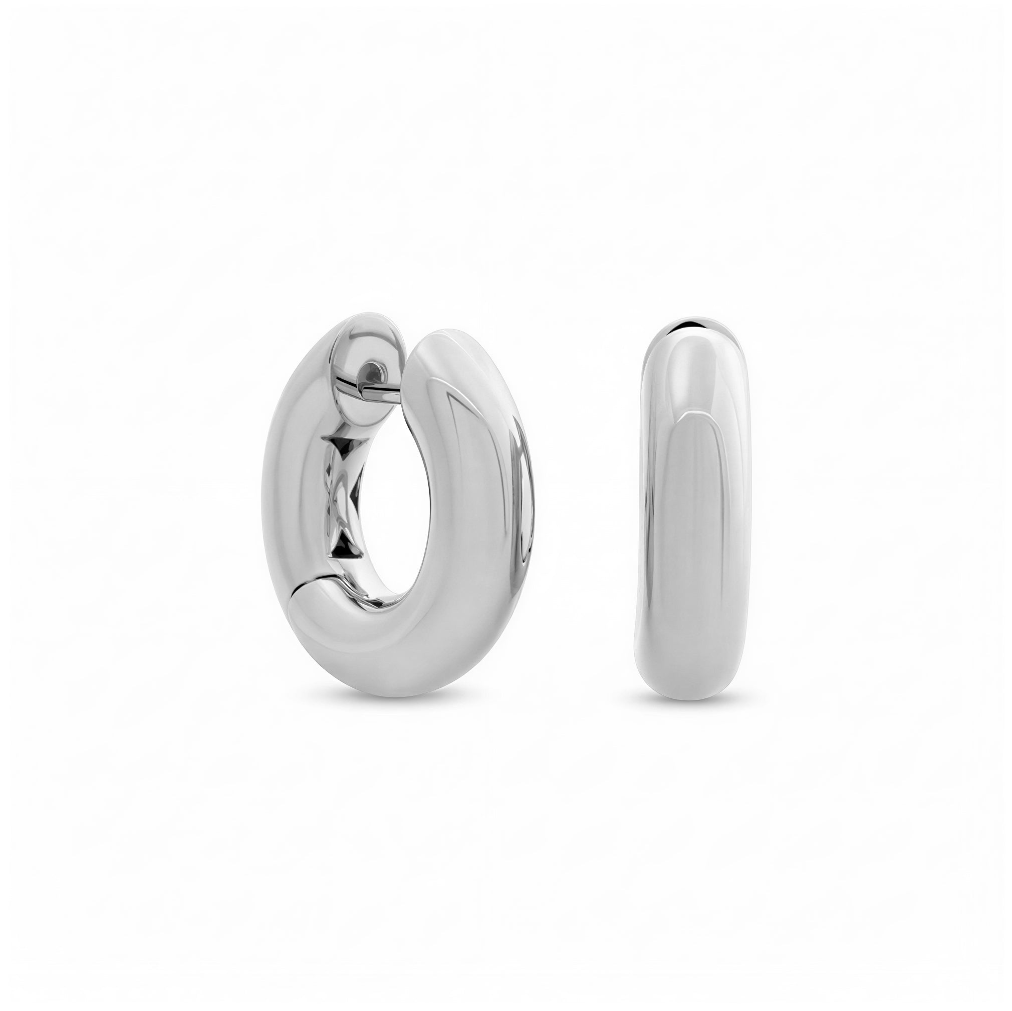 Large Anita Huggie Hoop. Silver - Monarc Jewellery