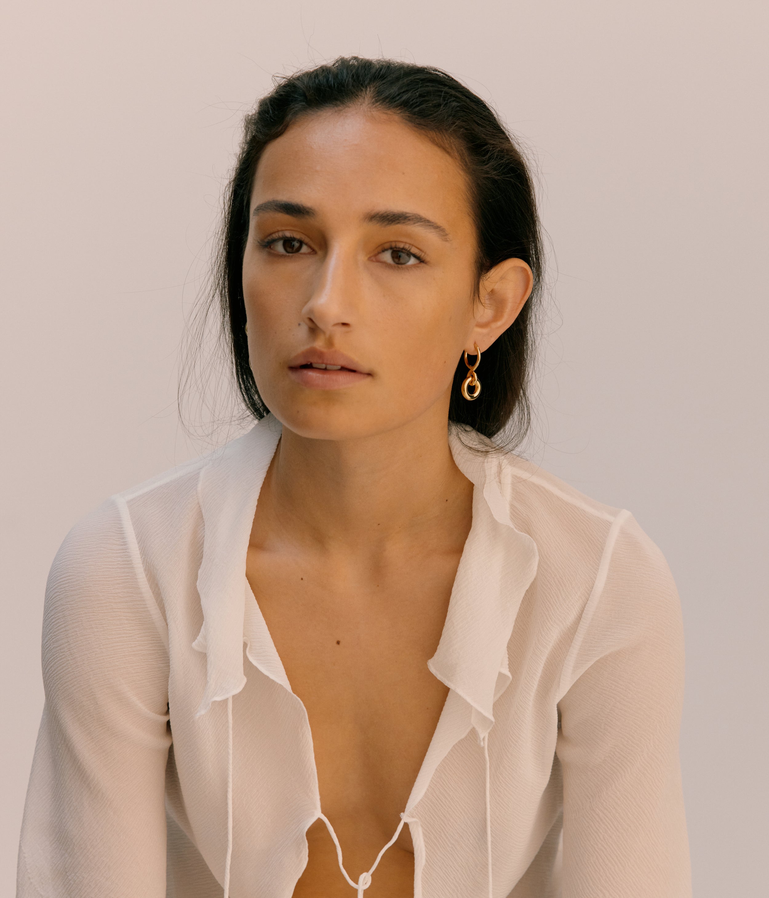 Oura Link Hoop Earring. Gold Vermeil - Monarc Jewellery
