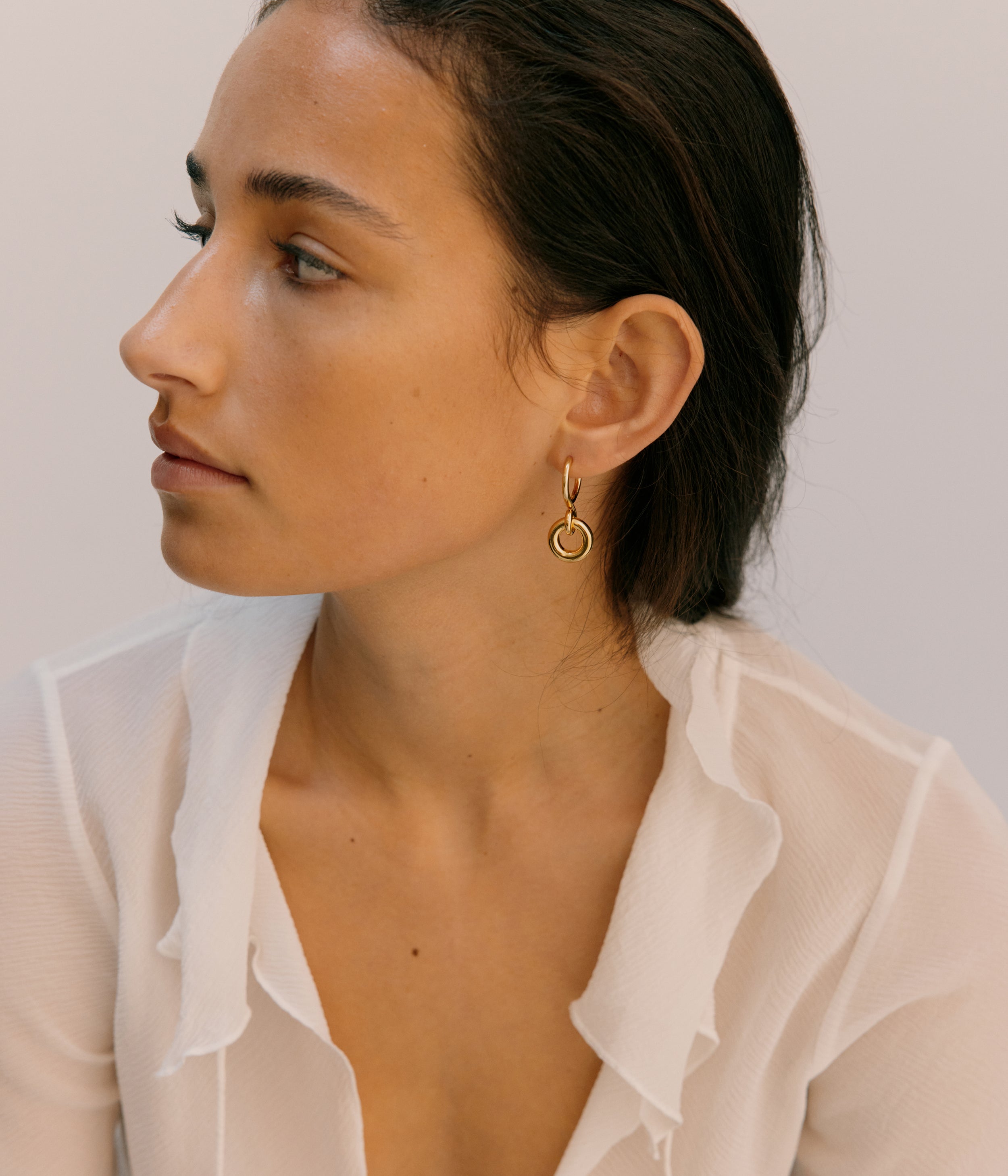 Oura Link Hoop Earring. Gold Vermeil - Monarc Jewellery