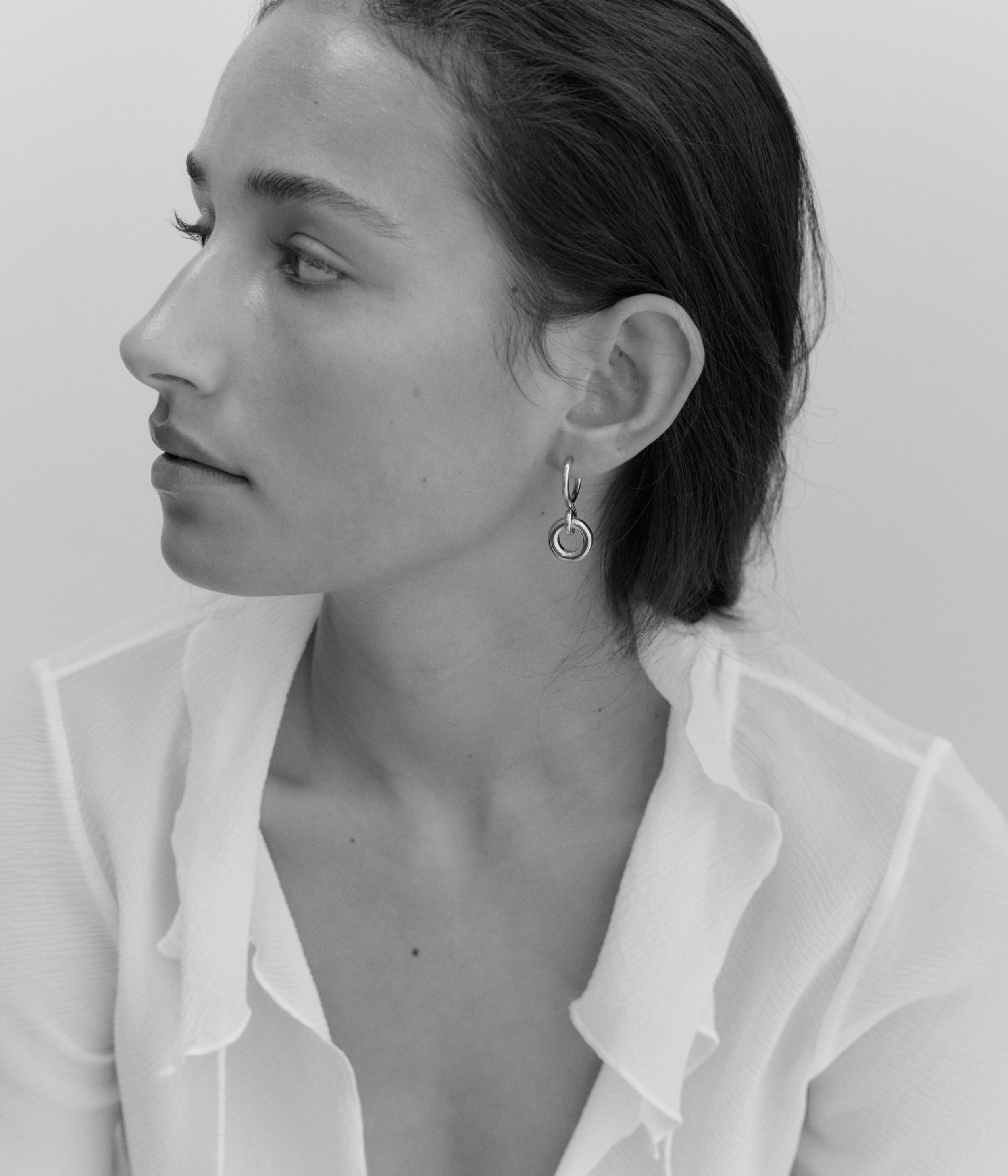 Oura Link Hoop Earring. Silver - Monarc Jewellery
