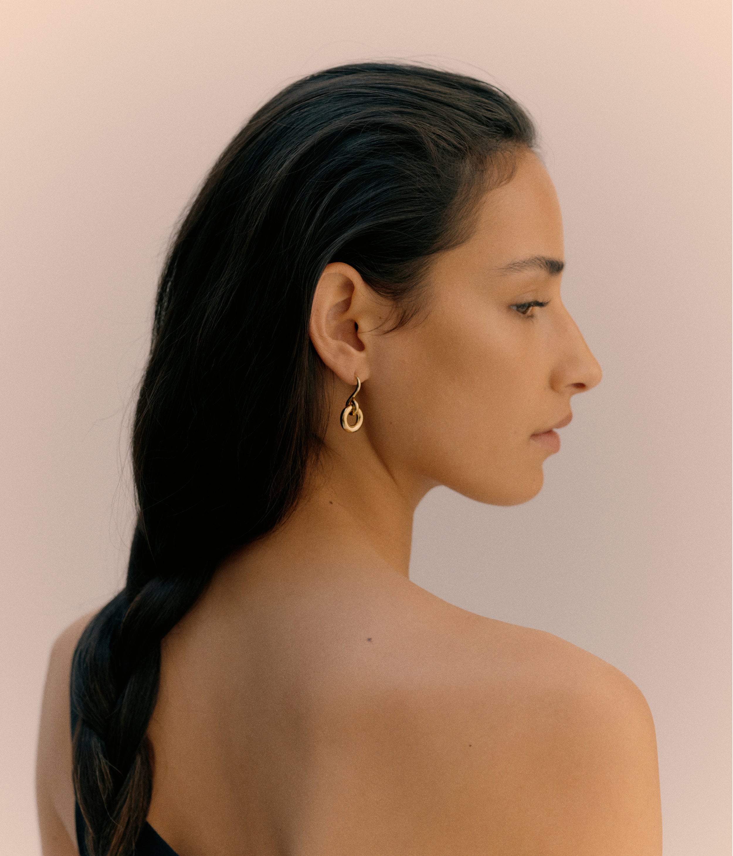 Oura Link Stud Earring. Gold Vermeil