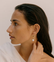 Oura Pearl Hoop Earring. Gold Vermeil - Monarc Jewellery