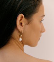 Oura Pearl Hoop Earring. Gold Vermeil - Monarc Jewellery