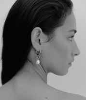 Oura Pearl Hoop Earring. Silver - Monarc Jewellery