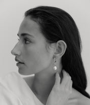 Oura Pearl Hoop Earring. Silver - Monarc Jewellery