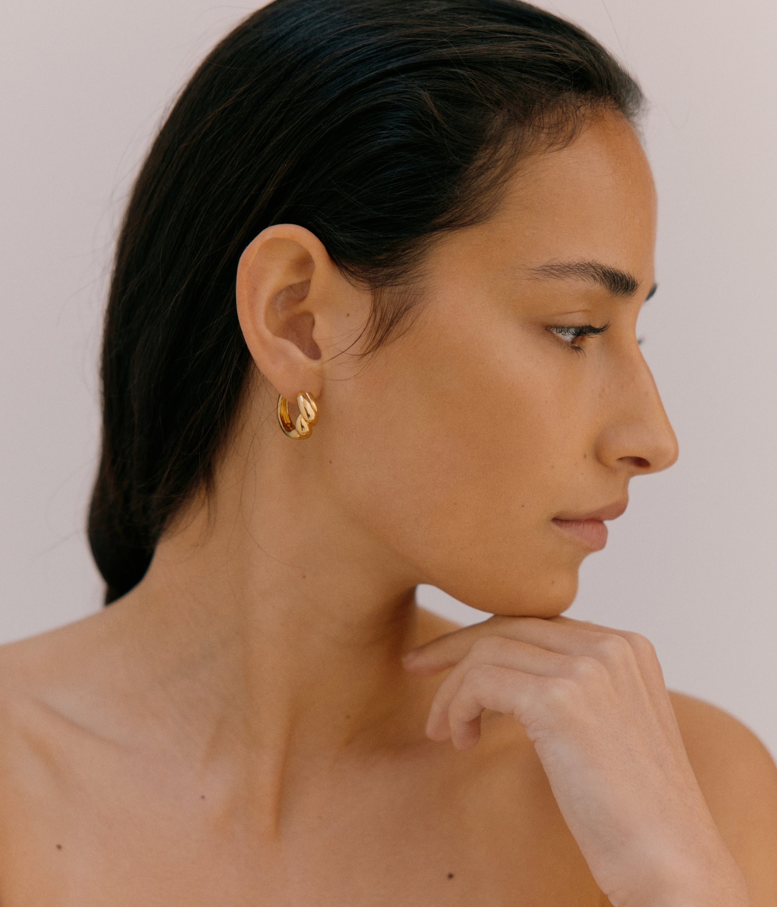 Puzzle Hoop Earrings. Gold Vermeil