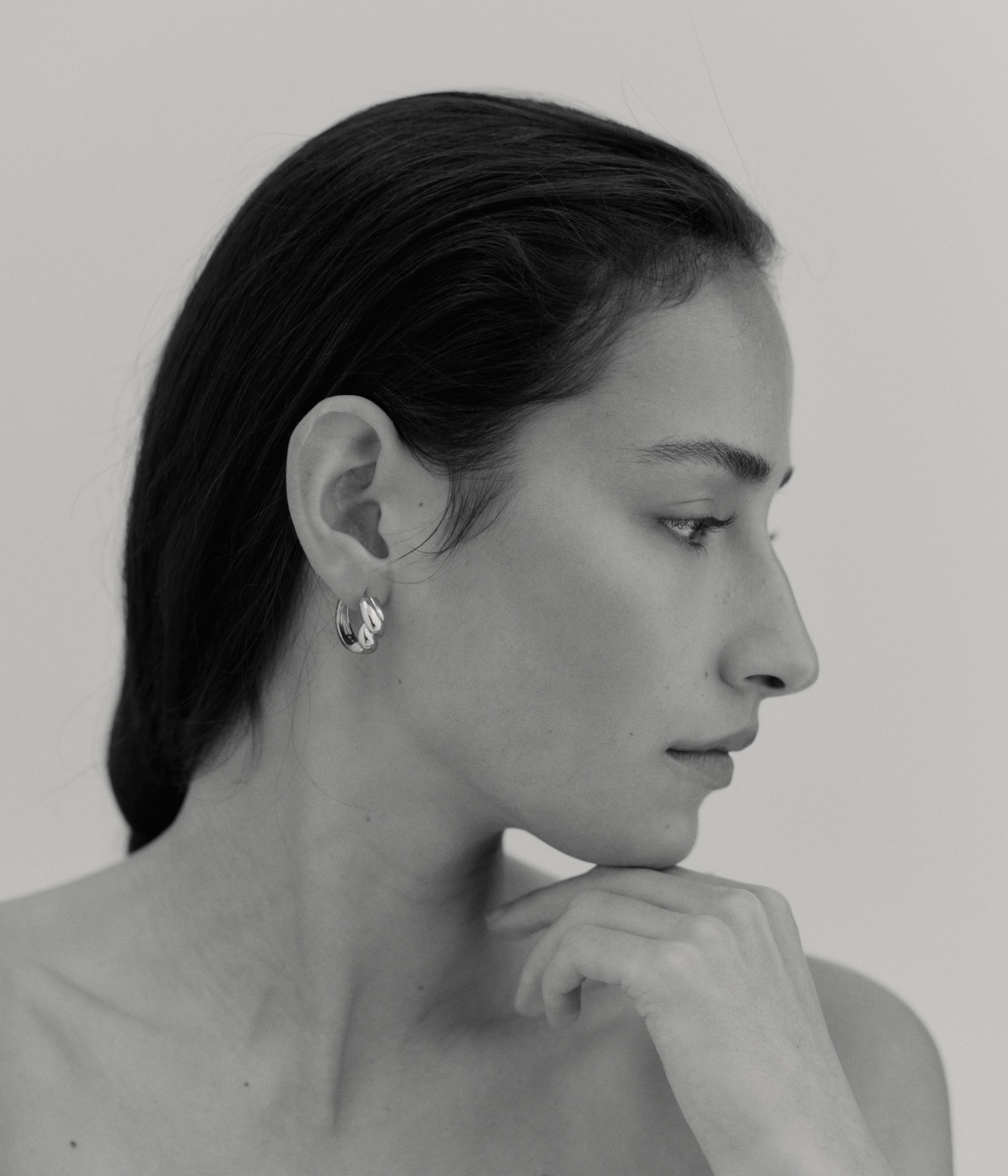 Puzzle Hoop Earrings. Silver - Monarc Jewellery