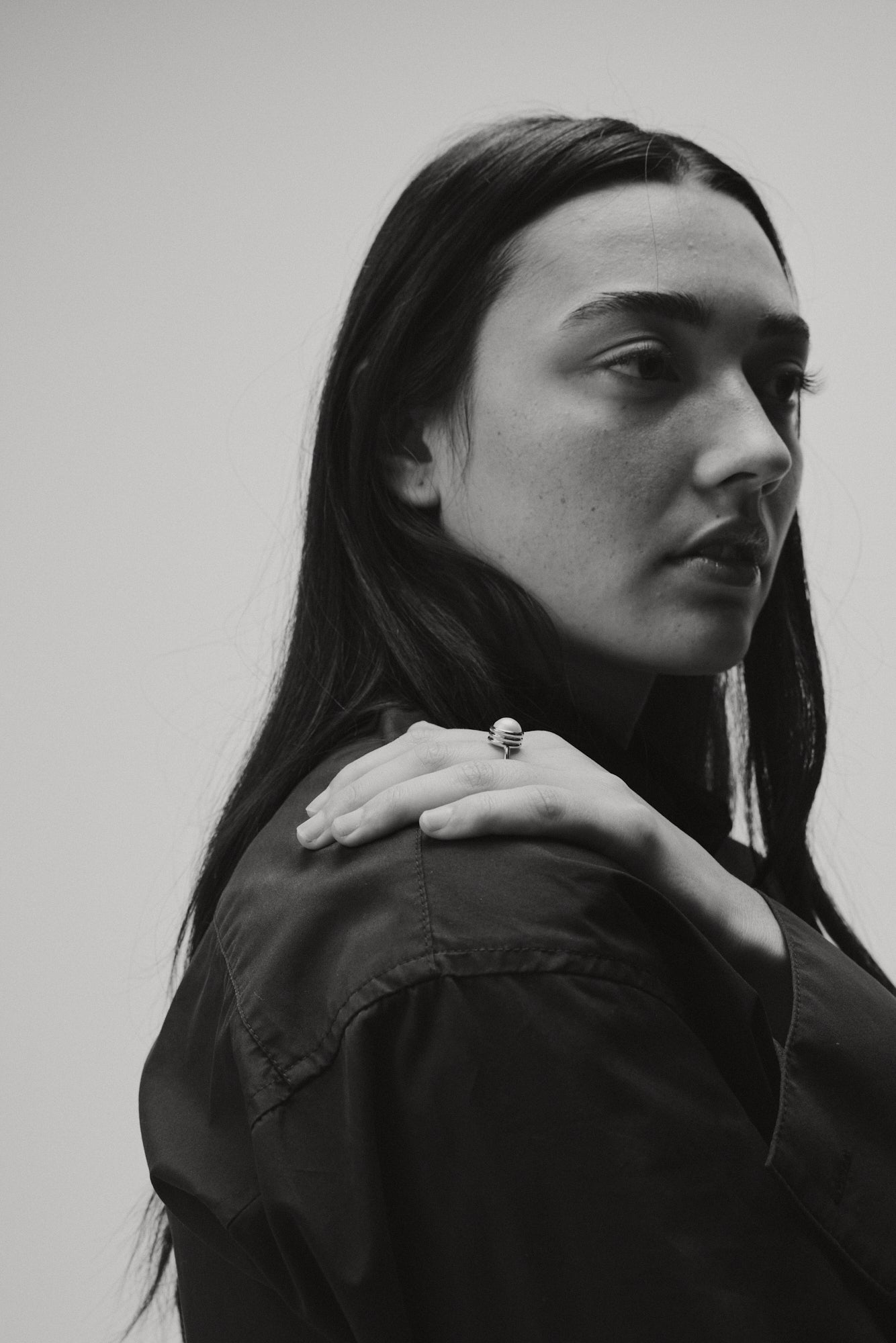 Strata Pearl Ring. Silver. - Monarc Jewellery