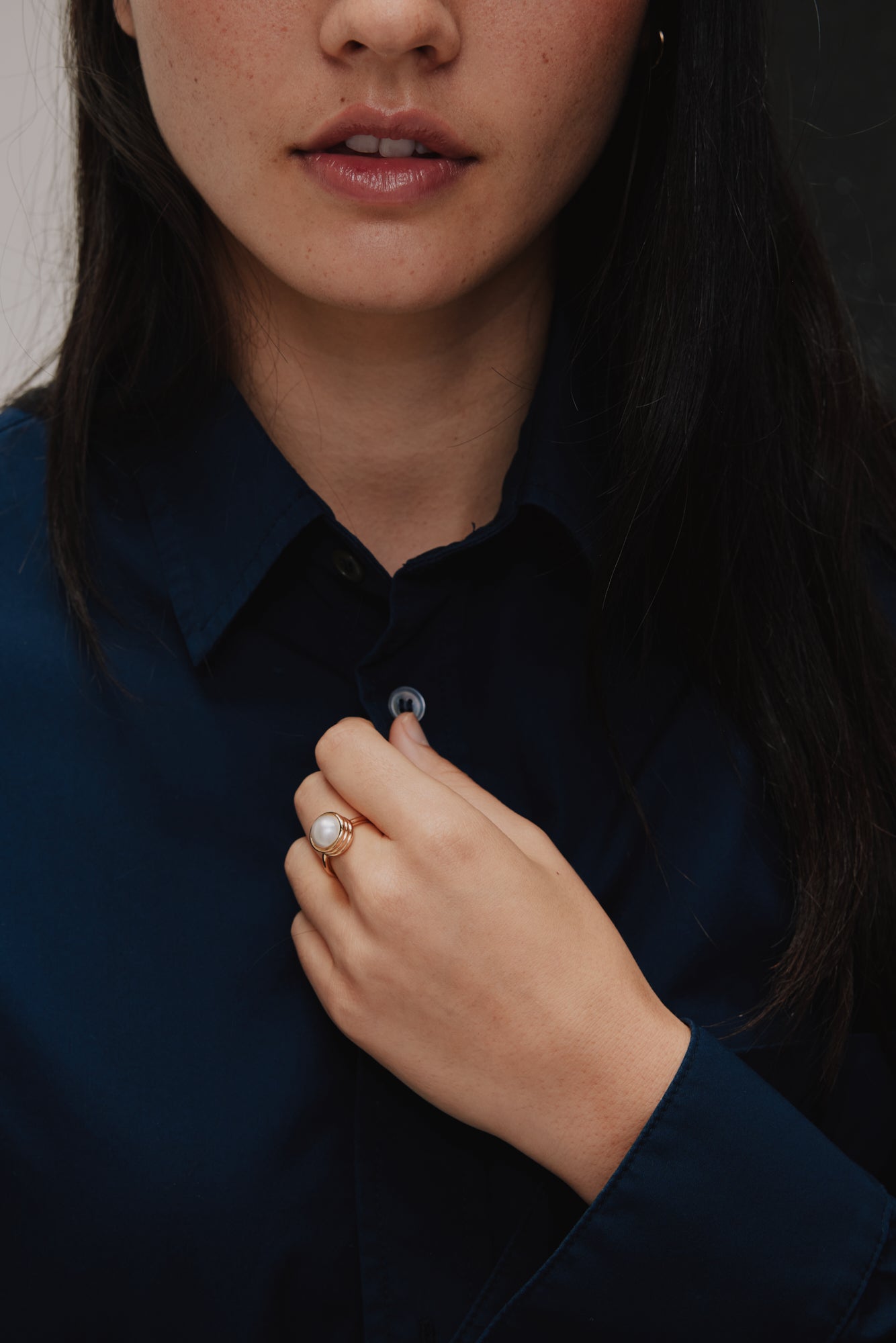 Strata Pearl Ring. 9k Yellow Gold. - Monarc Jewellery