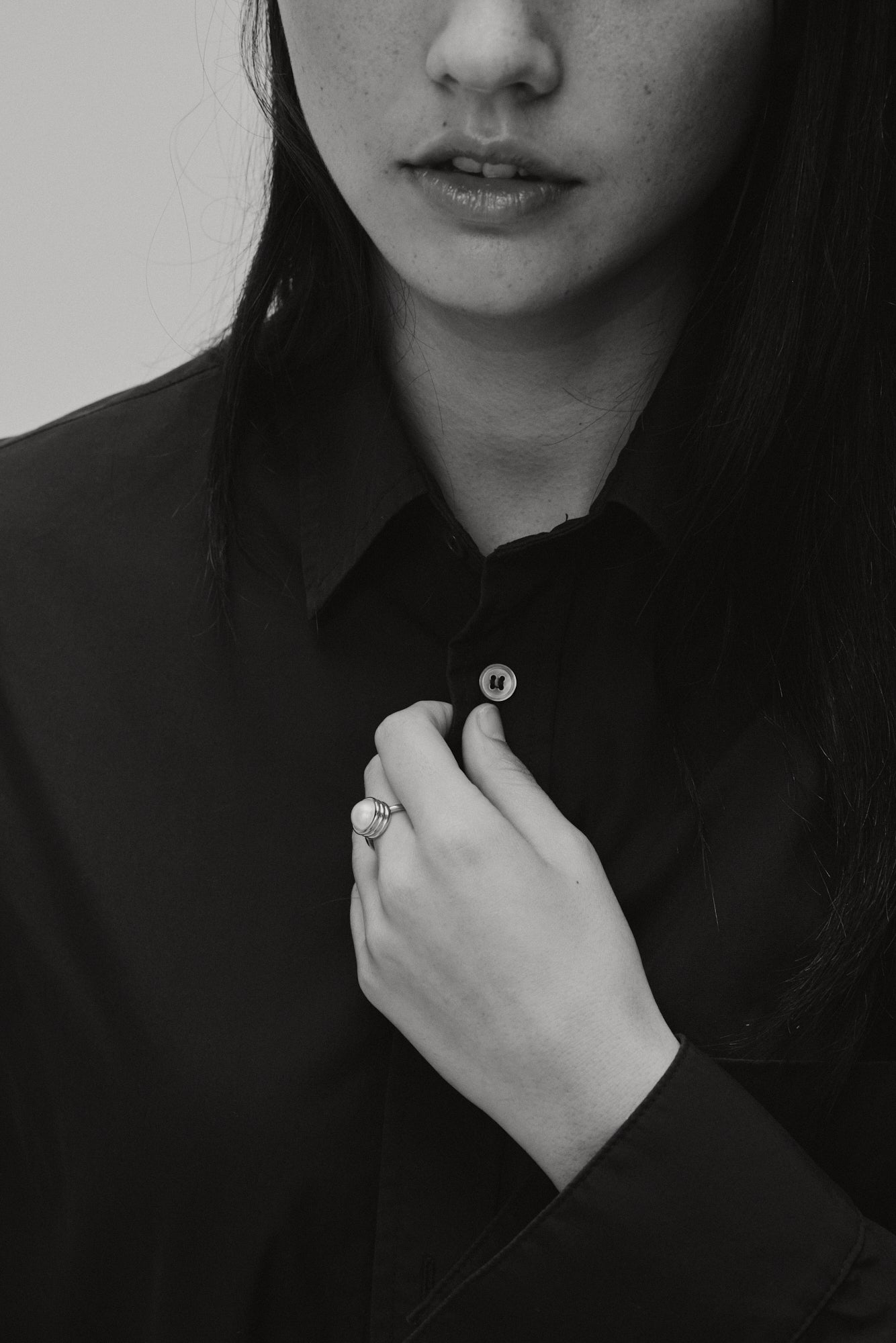 Strata Pearl Ring. Silver. - Monarc Jewellery