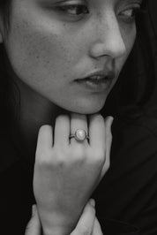 Strata Pearl Ring. Silver. - Monarc Jewellery