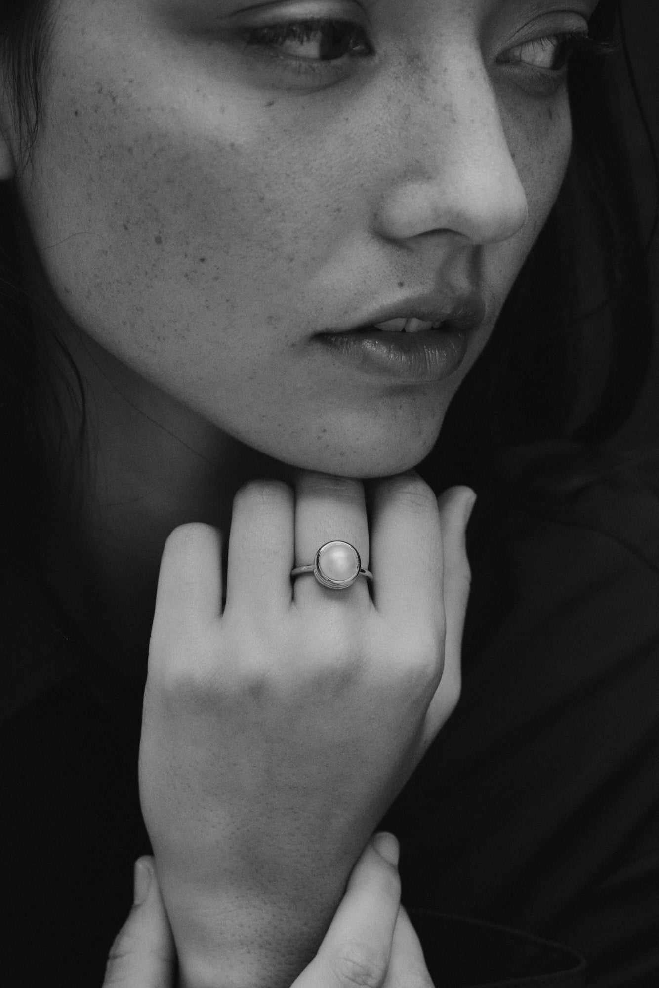 Strata Pearl Ring. Silver. - Monarc Jewellery