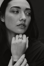Strata Pearl Ring. Silver. - Monarc Jewellery