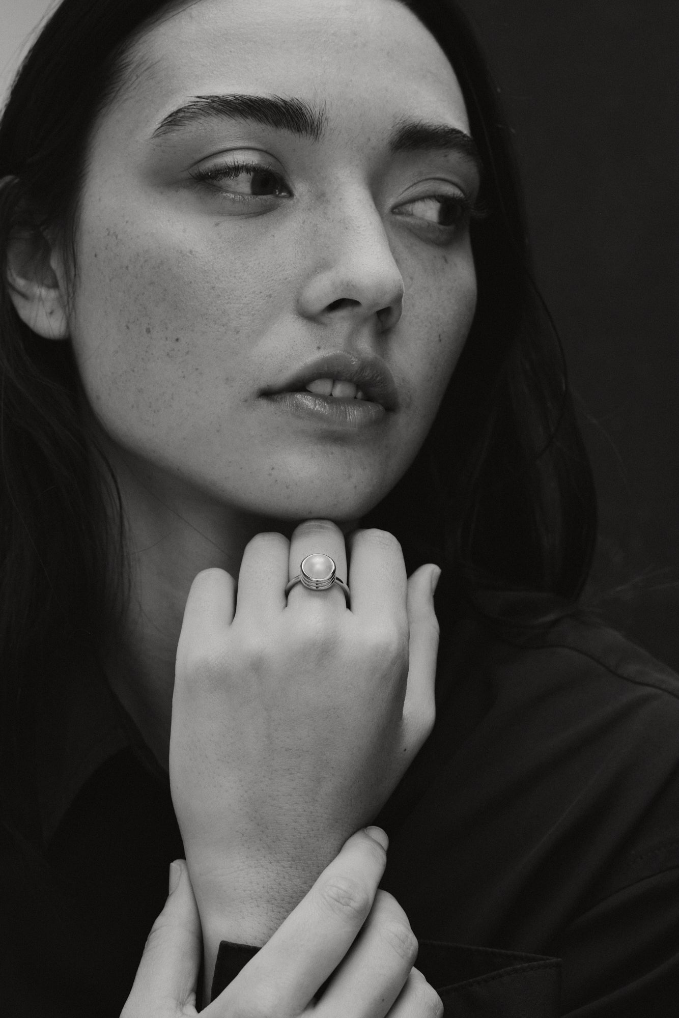 Strata Pearl Ring. Silver. - Monarc Jewellery