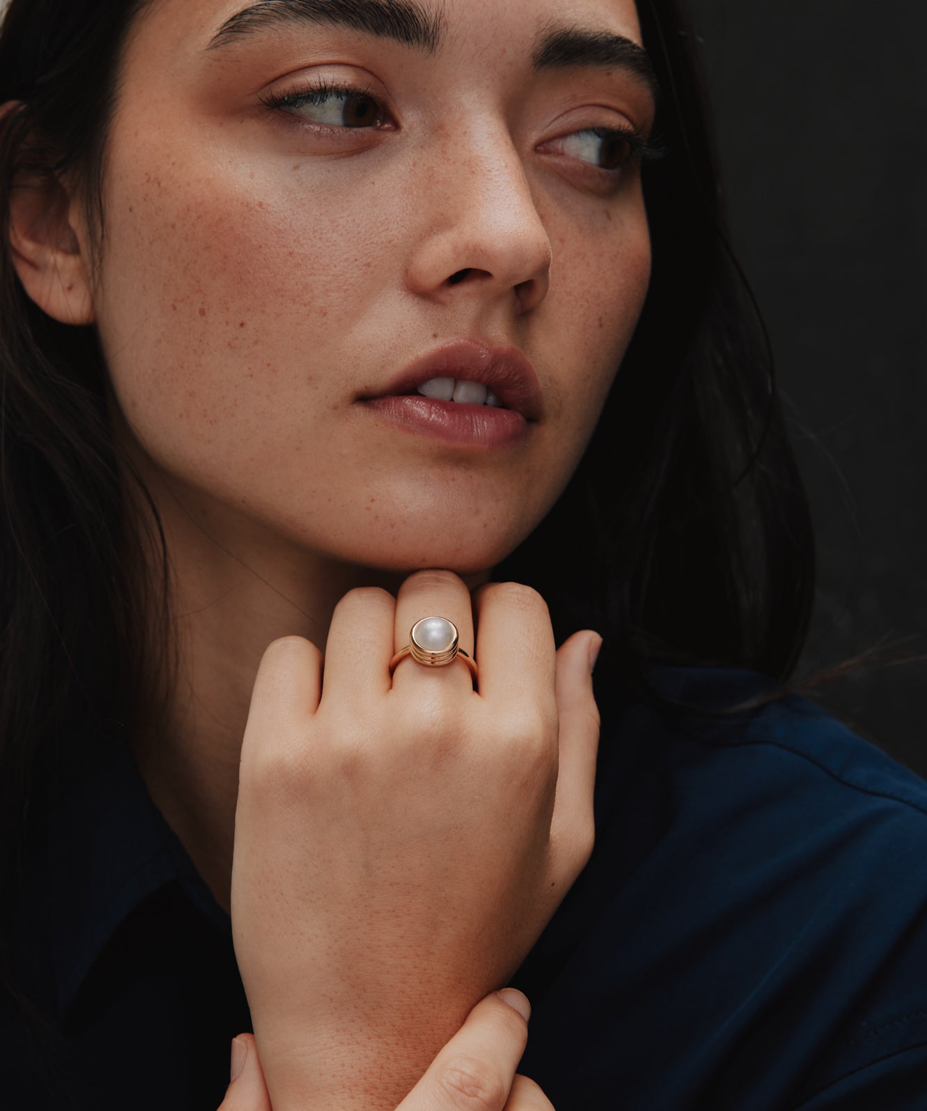 Strata Pearl Ring. 9k Yellow Gold. - Monarc Jewellery