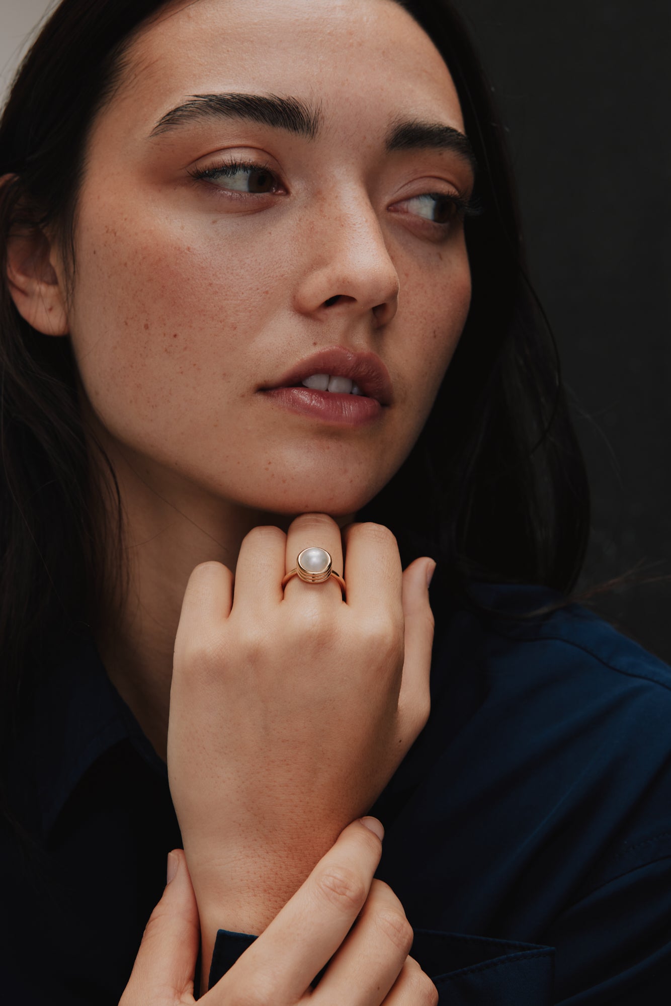 Strata Pearl Ring. 9k Yellow Gold. - Monarc Jewellery