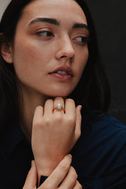 Strata Pearl Ring. 9k Yellow Gold. - Monarc Jewellery