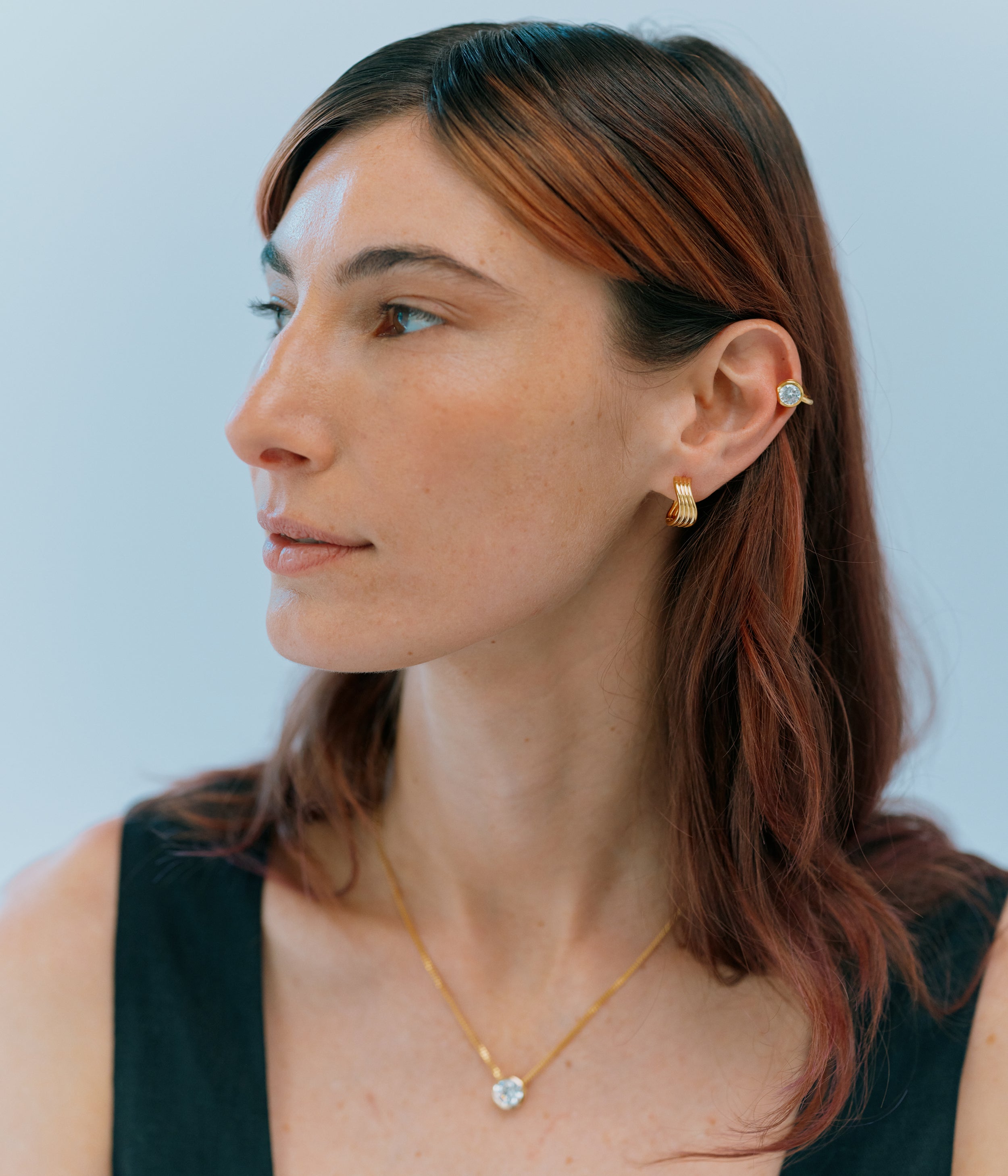 Nymph Wave Hoop Earrings. Gold Vermeil