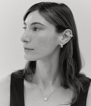 Strata Solitaire Stud Earring, Brilliant Cut Topaz. Silver - Monarc Jewellery
