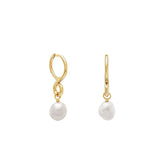 Oura Pearl Hoop Earring. Gold Vermeil