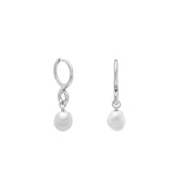 Oura Pearl Hoop Earring. Silver