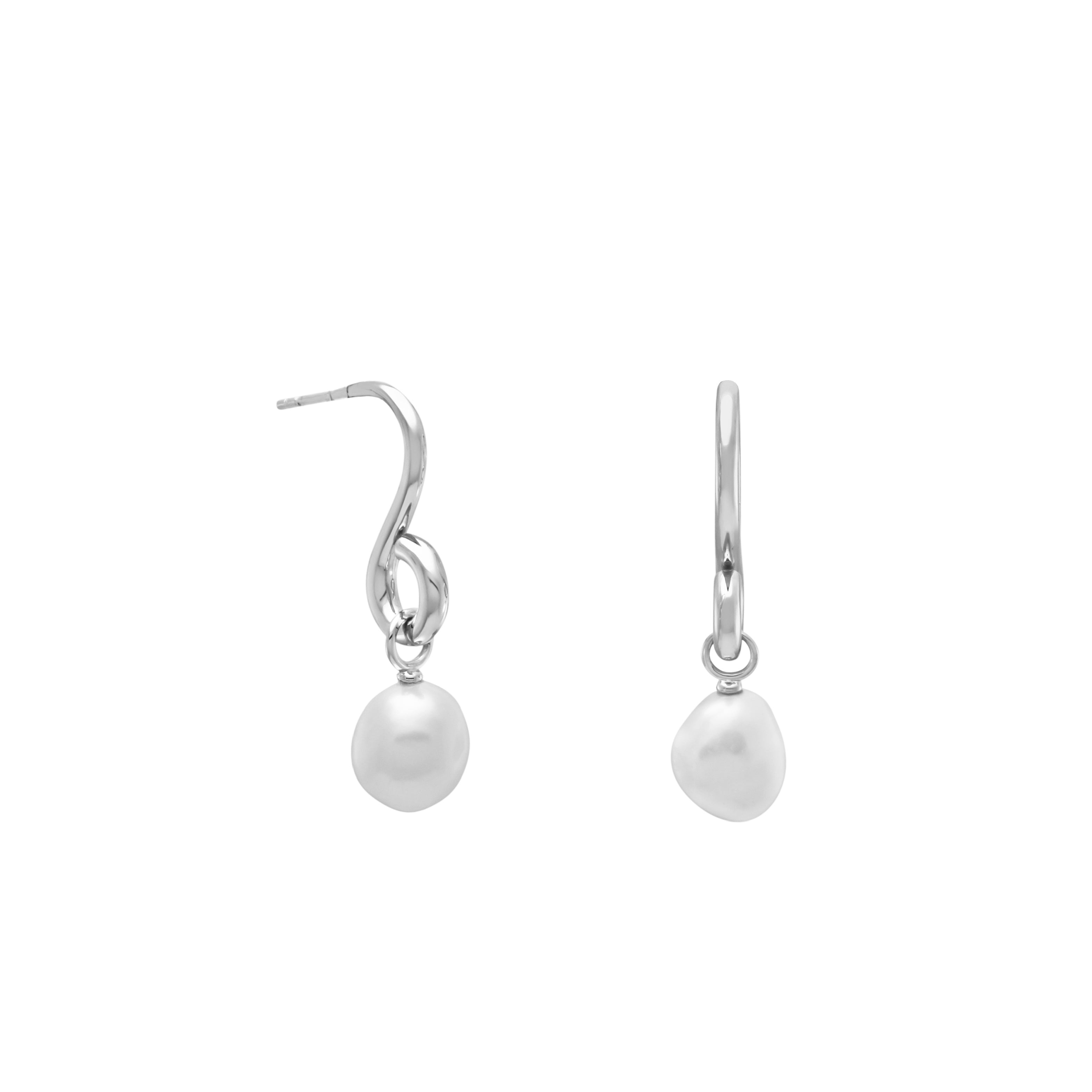 Oura Pearl Stud Earring. Silver - Monarc Jewellery