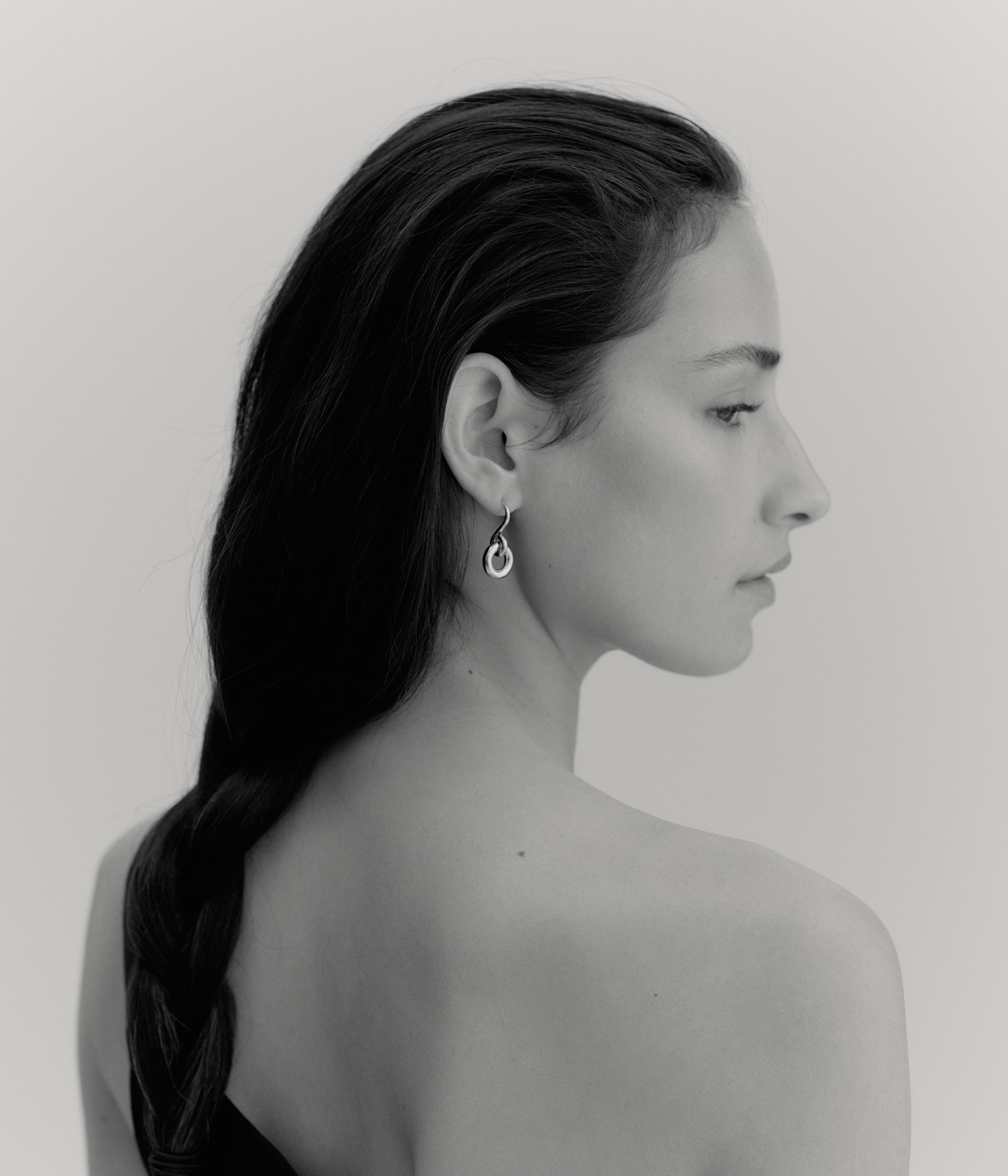 Oura Link Stud Earring. Silver - Monarc Jewellery