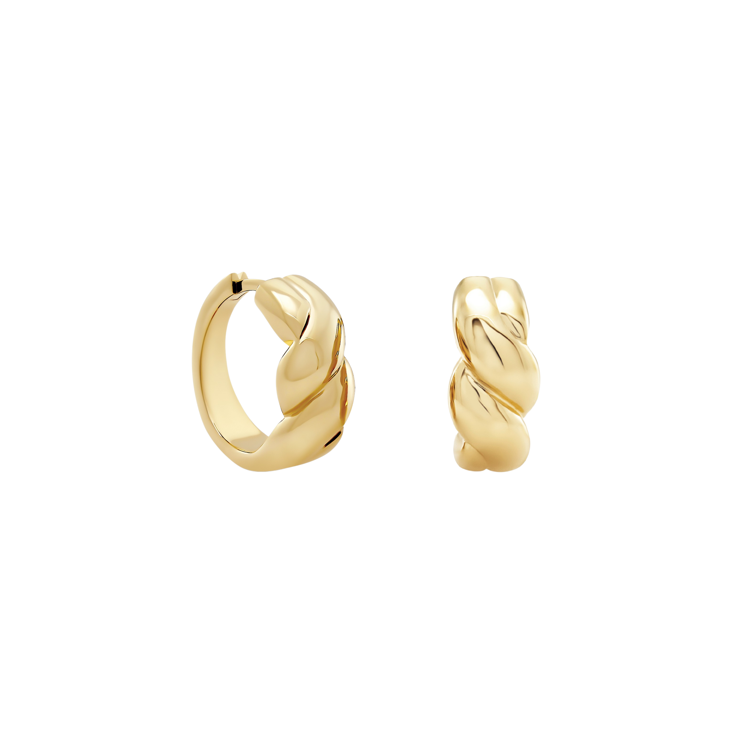 Puzzle Hoop Earrings. Gold Vermeil