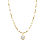 Strata Solitaire Necklace, Brilliant Cut Topaz. Gold Vermeil.