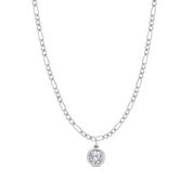 Strata Solitaire Necklace, Brilliant Cut Topaz. Silver
