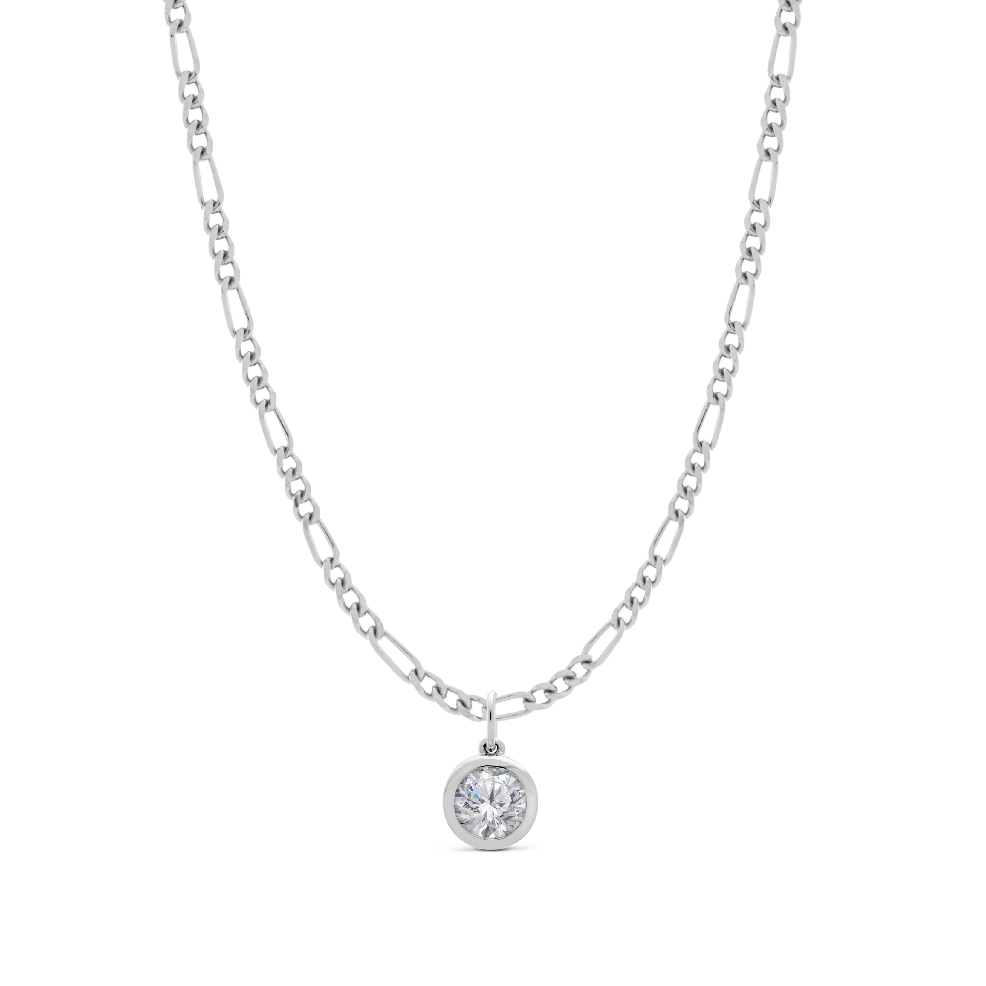 Strata Solitaire Necklace, Brilliant Cut Topaz. Silver